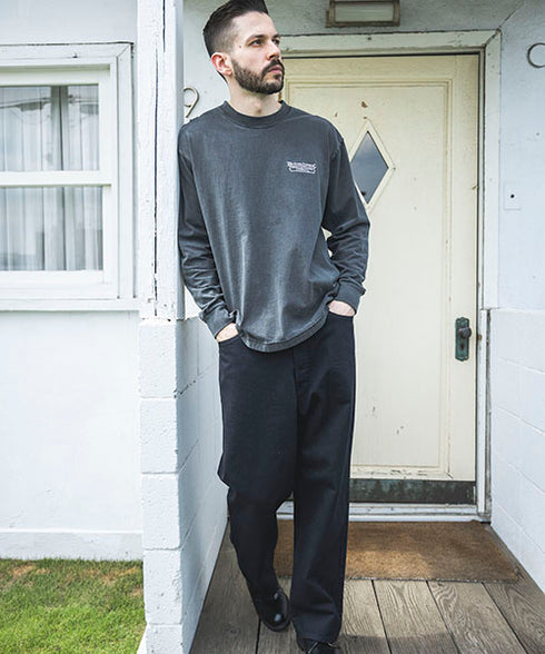 MR.OLIVE/USED 12/1 EMERALD COTTON / EMBROIDERY L/S T-SHIRT ミスターオリーブ/エメラルドコットン / エンブロイダリー ユーズドロンT